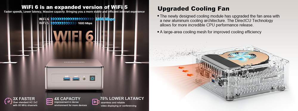 GEEKOM A5 Mini PC, AMD Ryzen 7 5800H 8 Cores Up to 4.40GHz, 32GB RAM 512GB SSD, WiFi 6 Bluetooth 5.2, 2*USB3.2 Type-C + 2*HDMI2.0 4 Screens Display, 3*USB3.2 Type-A 1*USB2.0 1*2.5G RJ45 1*SD Card Reader 1*RJ45 1*3.5mm Headphone Jack