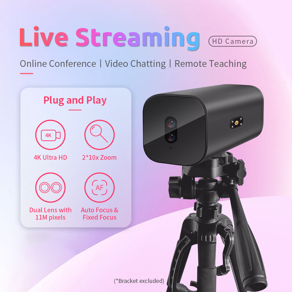 GUCEE G05-4K Camera, 4K Ultra HD, 2*10x Zoom, Auto Focus & Fixed Focus, Support Horizontal & Vertical Screen - EU Plug