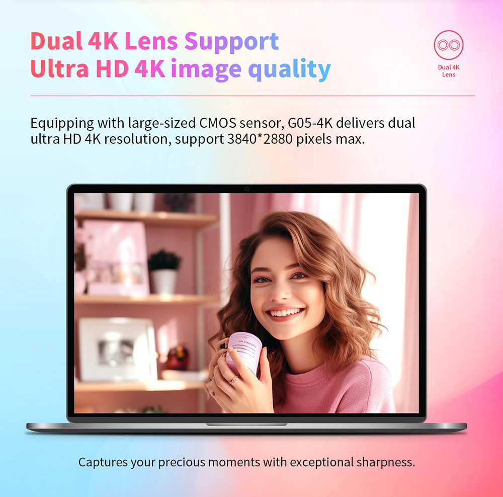 GUCEE G05-4K Camera, 4K Ultra HD, 2*10x Zoom, Auto Focus & Fixed Focus, Support Horizontal & Vertical Screen - EU Plug