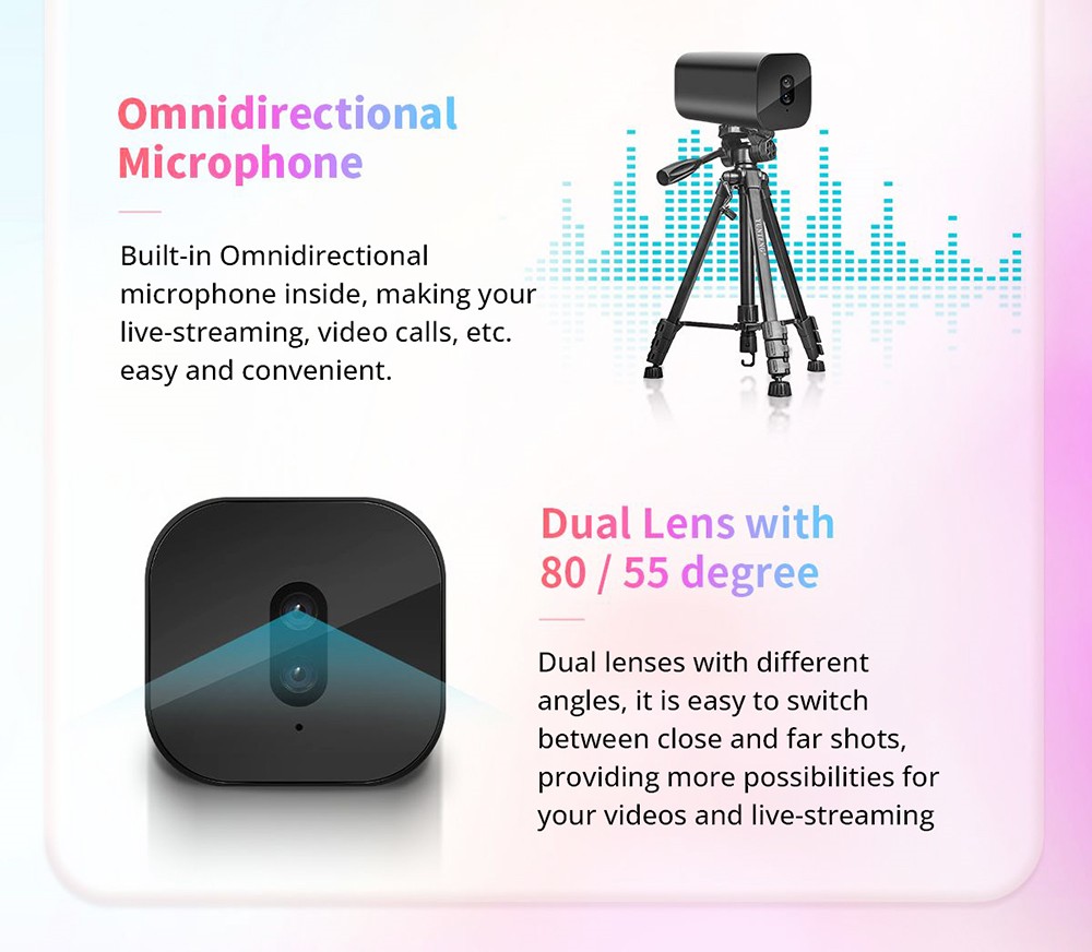 GUCEE G05-4K Camera, 4K Ultra HD, 2*10x Zoom, Auto Focus & Fixed Focus, Support Horizontal & Vertical Screen - EU Plug