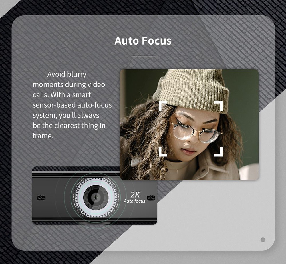 GUCEE HD98-2KAF Webcam, 2K Ultra HD, Auto Focus, High-speed 60F/S, 10x Digital Zoom, Dual Microphone - EU Plug