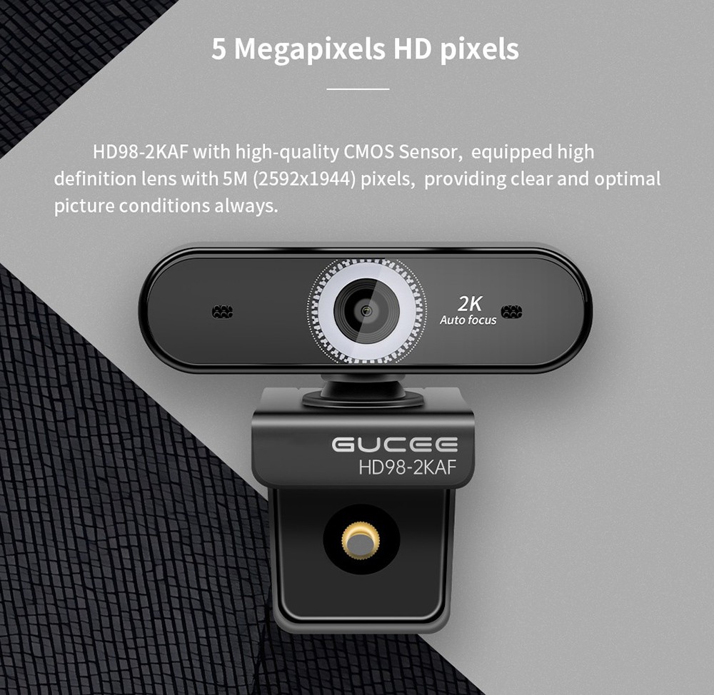 GUCEE HD98-2KAF Webcam, 2K Ultra HD, Auto Focus, High-speed 60F/S, 10x Digital Zoom, Dual Microphone - EU Plug