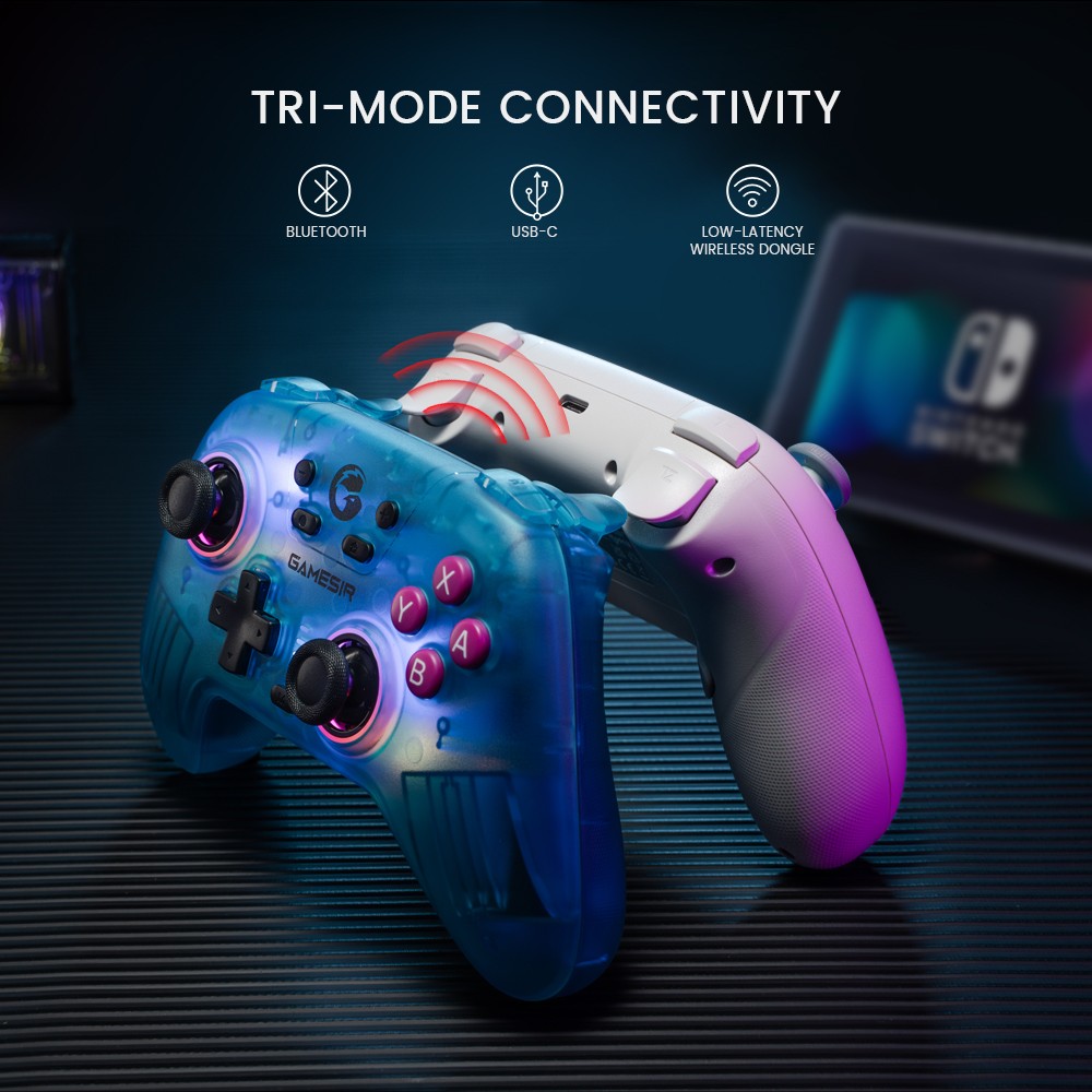GameSir Nova Wireless Game Controller, RGB Lights, Tri-mode Connection, Compatible with Switch, PC, iOS, Android and Steam Deck - Green