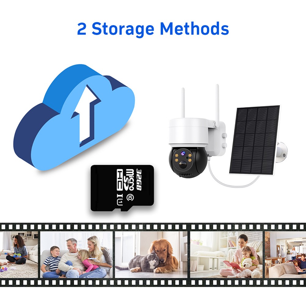 Hiseeu WTD512 1080P WiFi Camera with Solar Panel, 5X Zoom, PIR Motion Detection, 2-way Audio Video