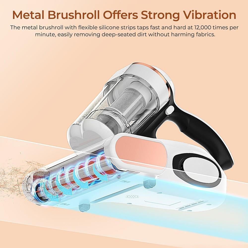 Refurbished JIGOO J300 Dual-Cup Smart Mite Cleaner with 13KPa Suction, Dust Mite Sensor, Metal Brushroll, 55℃ Hot Air