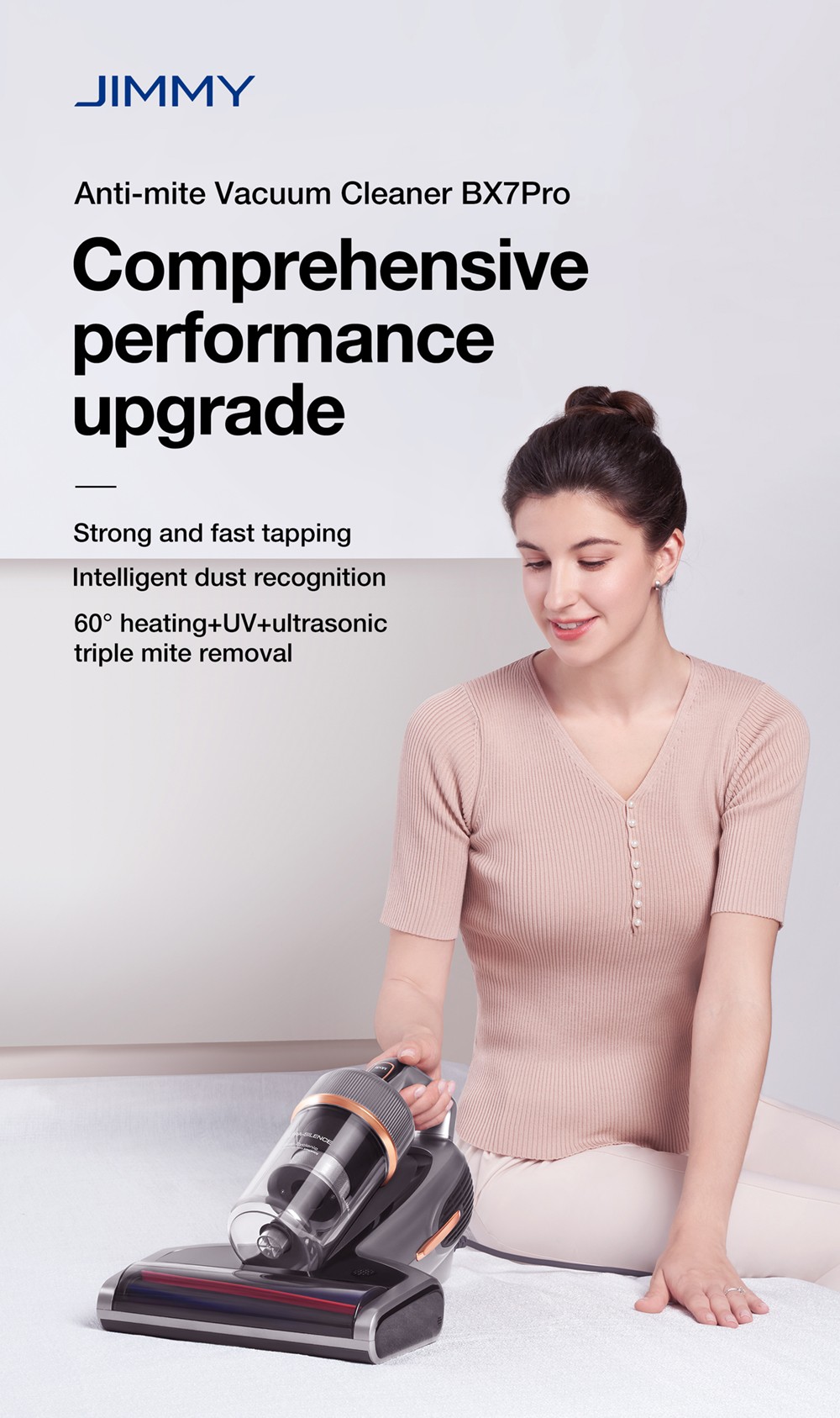 Refurbished Jimmy BX7 Pro Anti-Mite Vacuum Cleaner 700W LED Display, Intelligent Dust Recognition and Ultrasonic - Blue