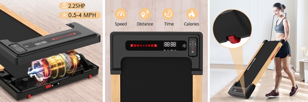 KRD Q20 2 in 1 Under Desk Treadmill, 265lbs Max Weight Capacity, 2.25HP Powerful Motor, 0.5-4MPH Speed Range, <45b Low Noise, LED Display, Remote Control, 4 Shock Absorbers, 8-layer Running Belt, 12 Pre-Set Programs