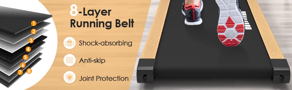 KRD Q20 2 in 1 Under Desk Treadmill, 265lbs Max Weight Capacity, 2.25HP Powerful Motor, 0.5-4MPH Speed Range, <45b Low Noise, LED Display, Remote Control, 4 Shock Absorbers, 8-layer Running Belt, 12 Pre-Set Programs