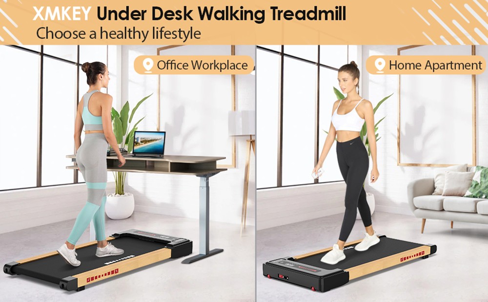 KRD Q20 2 in 1 Under Desk Treadmill, 265lbs Max Weight Capacity, 2.25HP Powerful Motor, 0.5-4MPH Speed Range, <45b Low Noise, LED Display, Remote Control, 4 Shock Absorbers, 8-layer Running Belt, 12 Pre-Set Programs