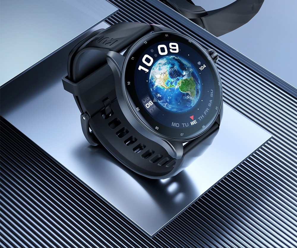 KUMI GW5 Pro Smartwatch Health Tracker, 1.43'' Touch Screen, 100+ Sport Modes, IP68 Waterproof - Black