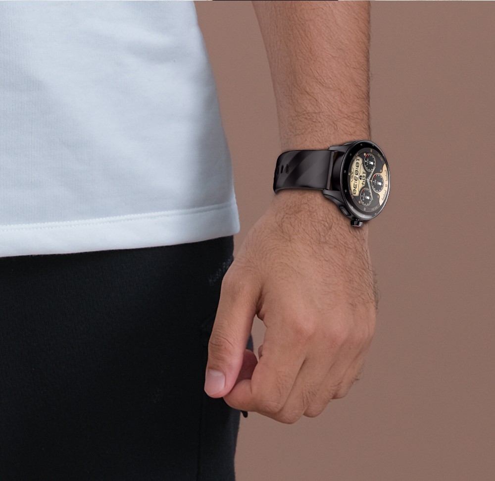KUMI GW5 Pro Smartwatch Health Tracker, 1.43'' Touch Screen, 100+ Sport Modes, IP68 Waterproof - Black