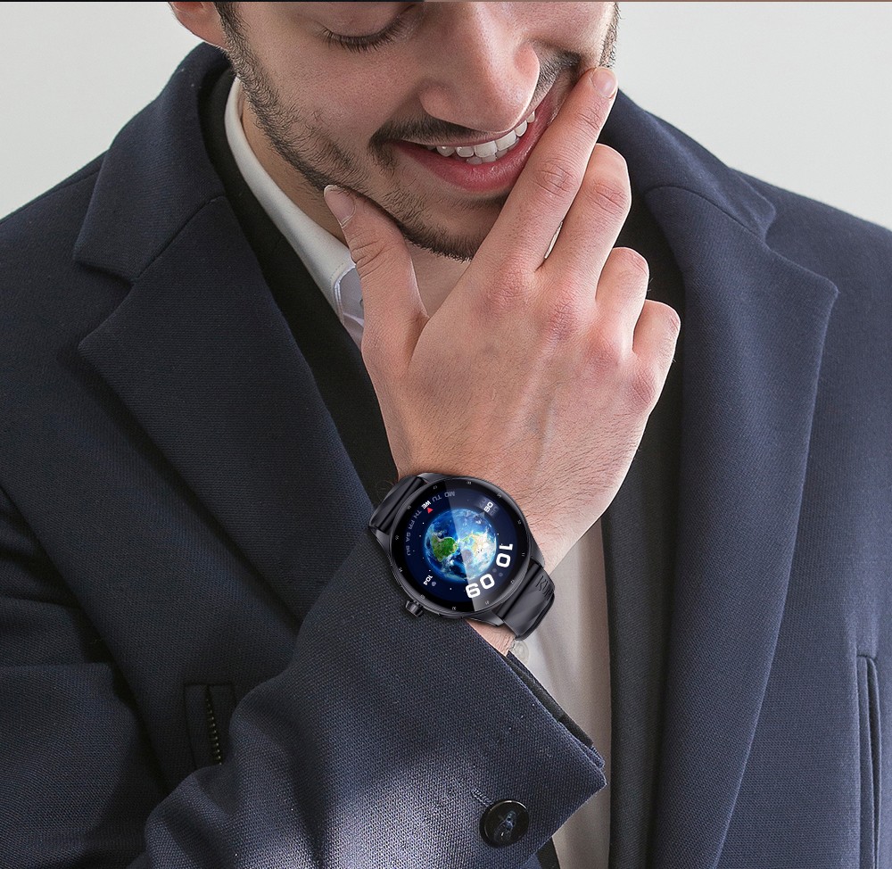 KUMI GW5 Pro Smartwatch Health Tracker, 1.43'' Touch Screen, 100+ Sport Modes, IP68 Waterproof - Black