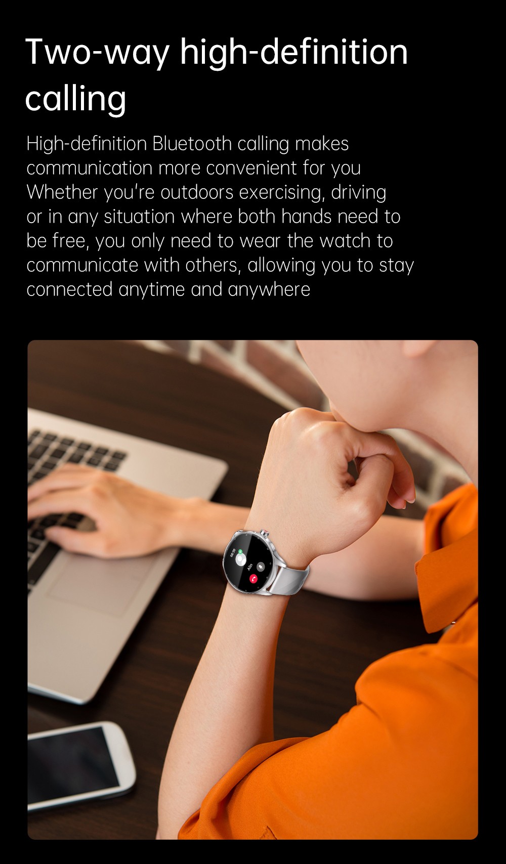 KUMI GW5 Pro Smartwatch Health Tracker, 1.43'' Touch Screen, 100+ Sport Modes, IP68 Waterproof - Black