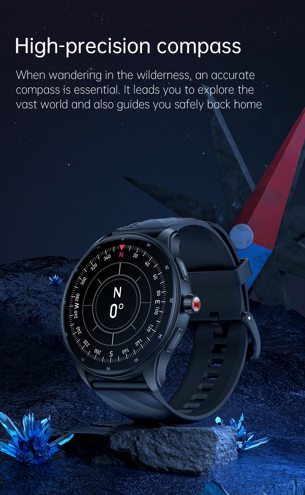 KUMI GW5 Pro Smartwatch Health Tracker, 1.43'' Touch Screen, 100+ Sport Modes, IP68 Waterproof - Black