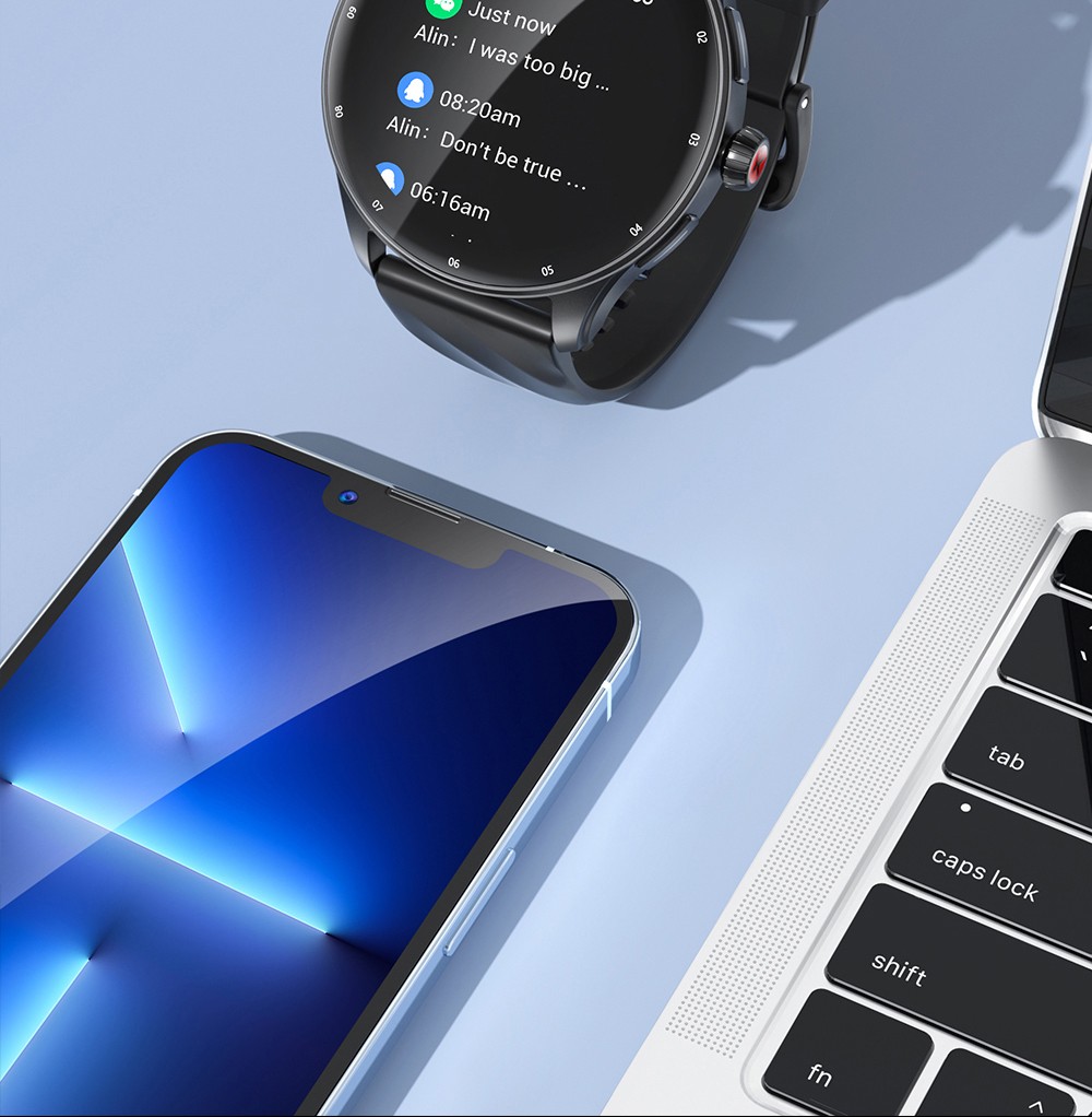 KUMI GW5 Pro Smartwatch Health Tracker, 1.43'' Touch Screen, 100+ Sport Modes, IP68 Waterproof - Silver