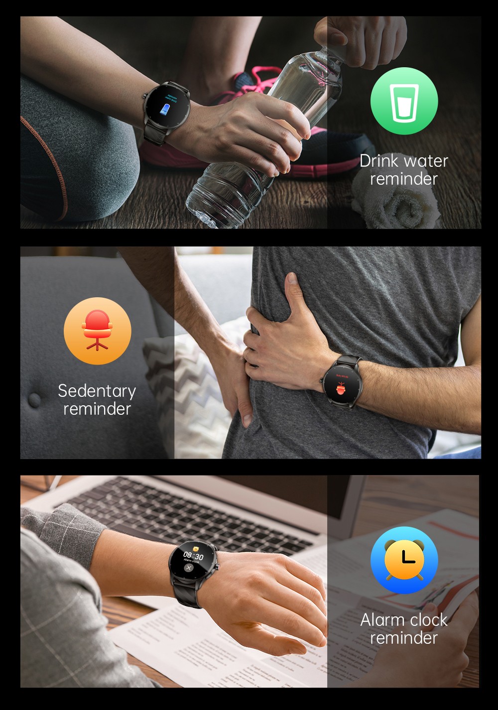 KUMI GW5 Pro Smartwatch Health Tracker, 1.43'' Touch Screen, 100+ Sport Modes, IP68 Waterproof - Silver