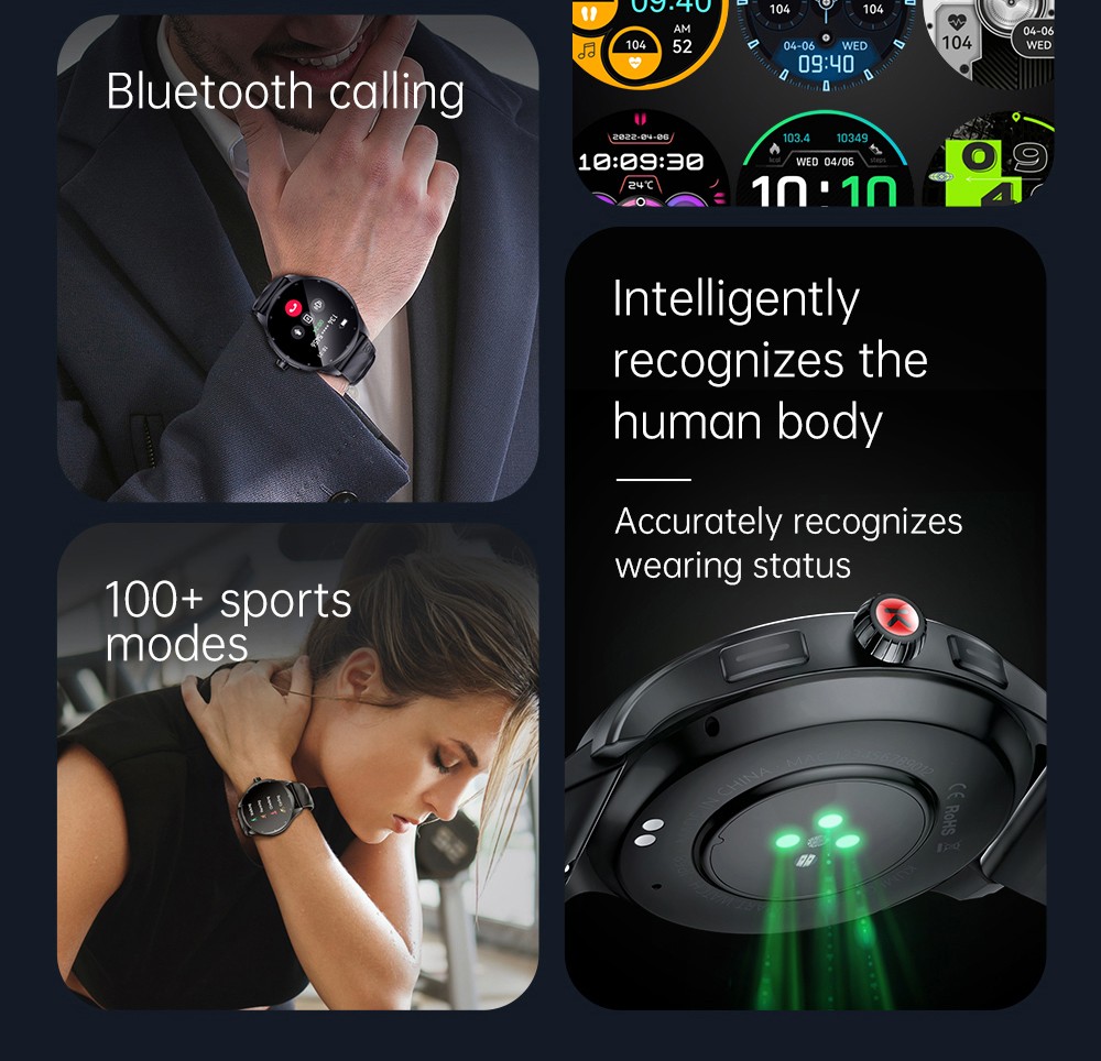 KUMI GW5 Pro Smartwatch Health Tracker, 1.43'' Touch Screen, 100+ Sport Modes, IP68 Waterproof - Silver