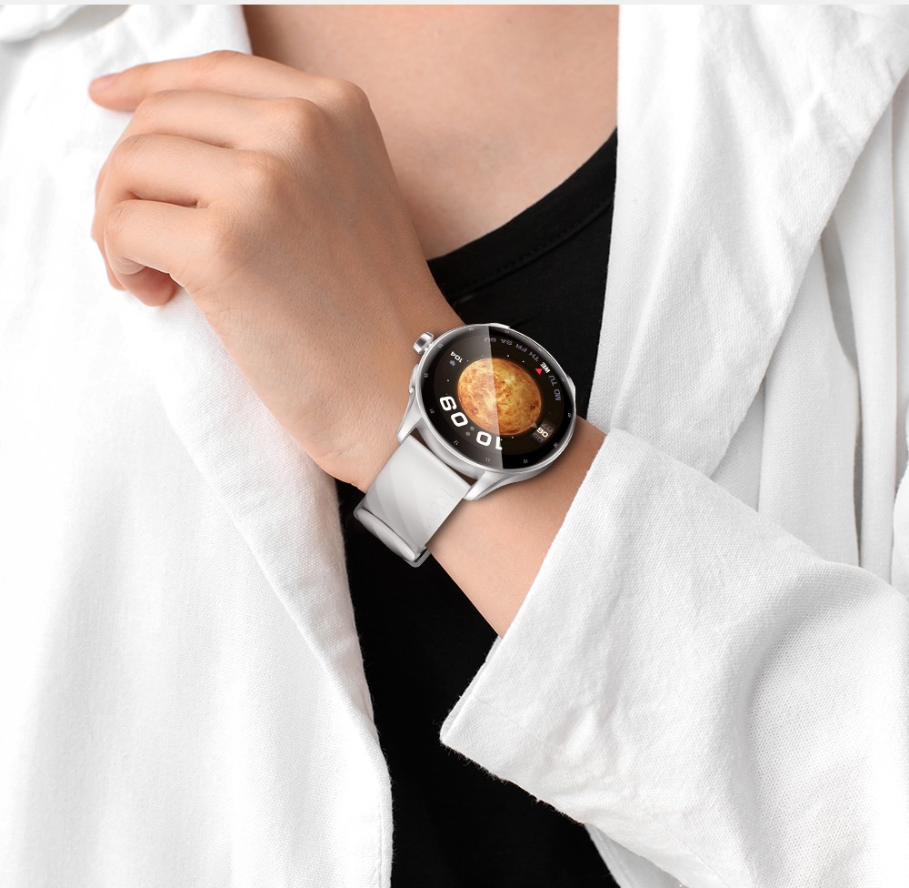 KUMI GW5 Pro Smartwatch Health Tracker, 1.43'' Touch Screen, 100+ Sport Modes, IP68 Waterproof - Silver