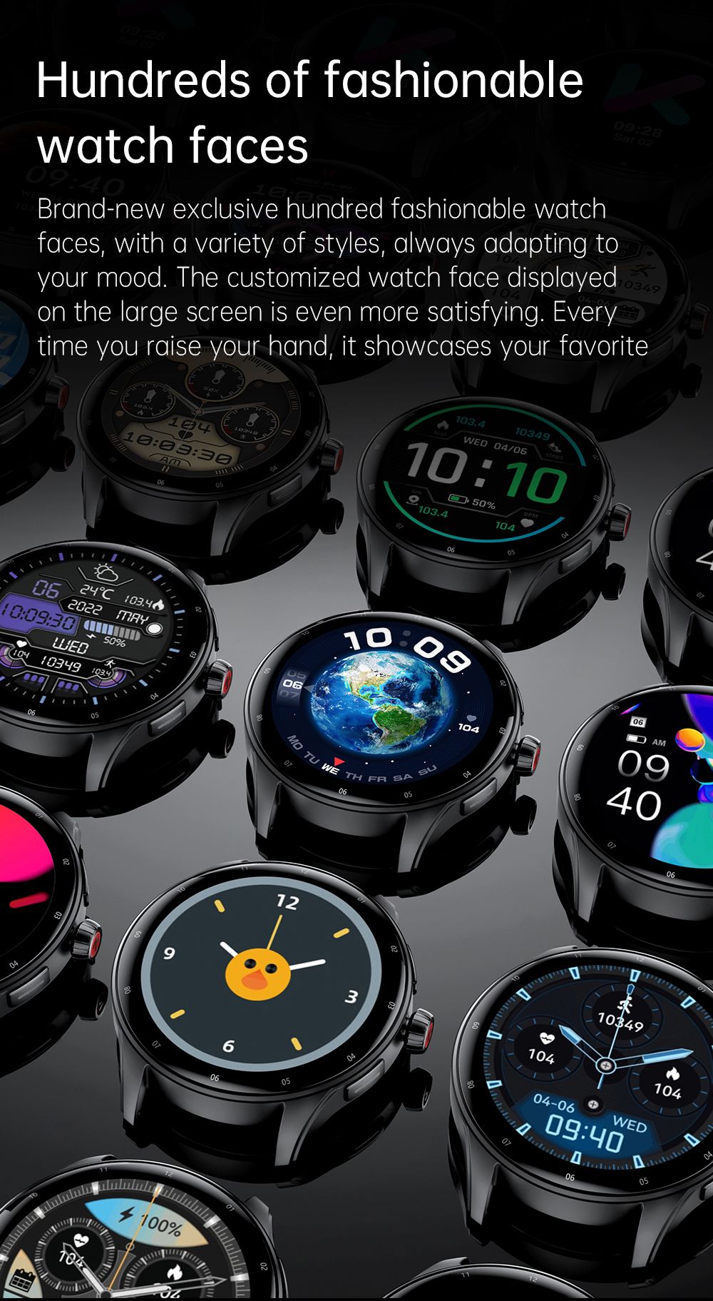 KUMI GW5 Pro Smartwatch Health Tracker, 1.43'' Touch Screen, 100+ Sport Modes, IP68 Waterproof - Silver