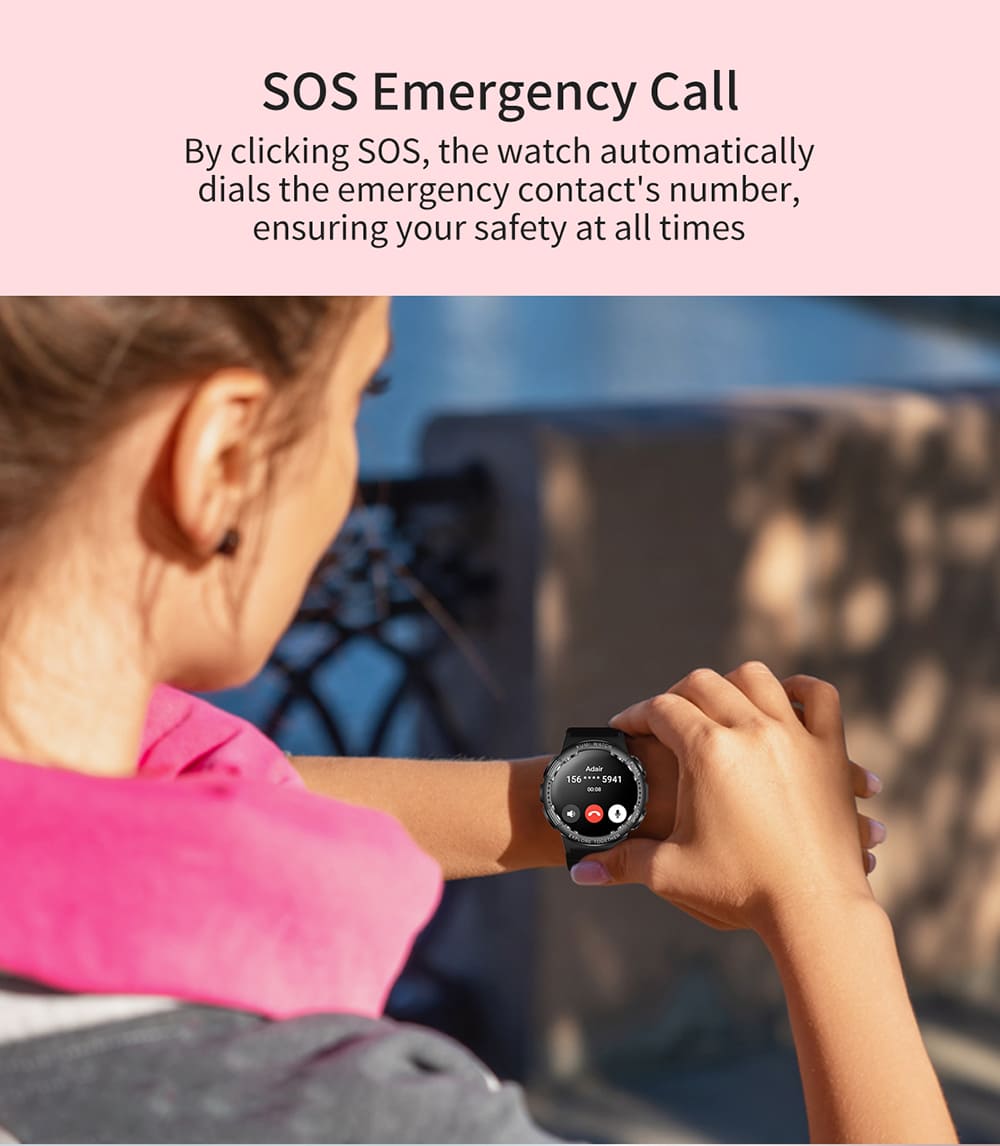 KUMI K6 Smartwatch, 1.3-inch AMOLED Screen, 100+ Sport Modes, 24-hour Health Monitoring, Bluetooth Calling - Pink