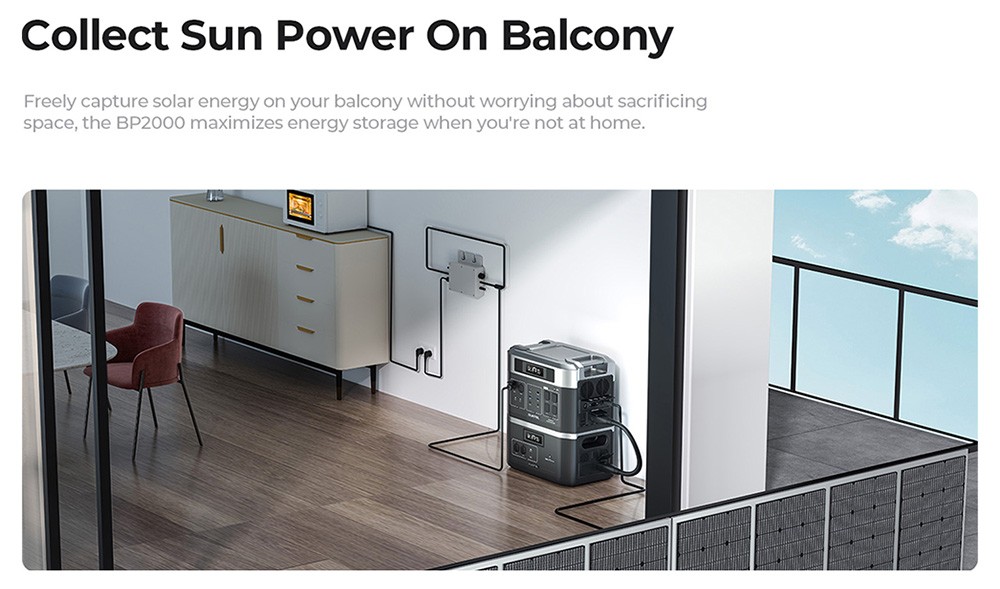 OUKITEL BP2000 Portable Power Station, 2048Wh/640000mAh LiFePO4 Battery Solar Generator, 2200W AC Output, 2000W UPS