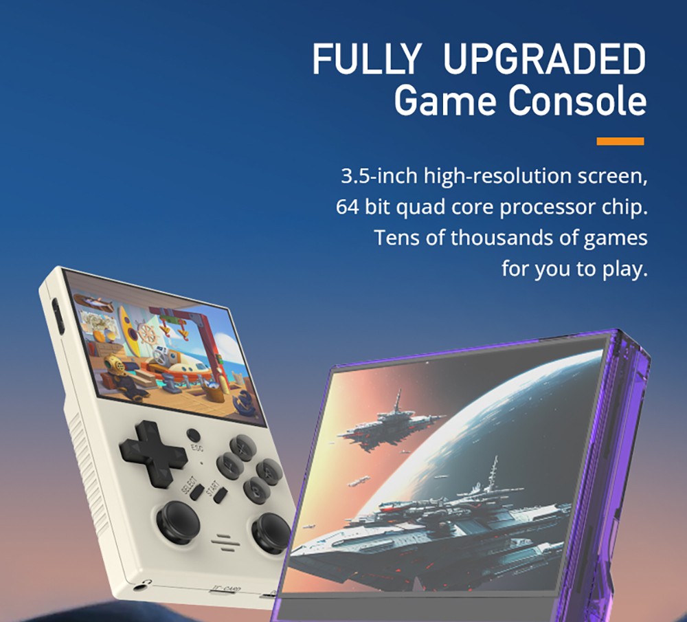 R35 Plus Handheld Game Console, 3.5 Inch 640*480 IPS Screen, Linux System, 128GB TF Card, 3000mAh Battery, 6 Hours of Playtime - White