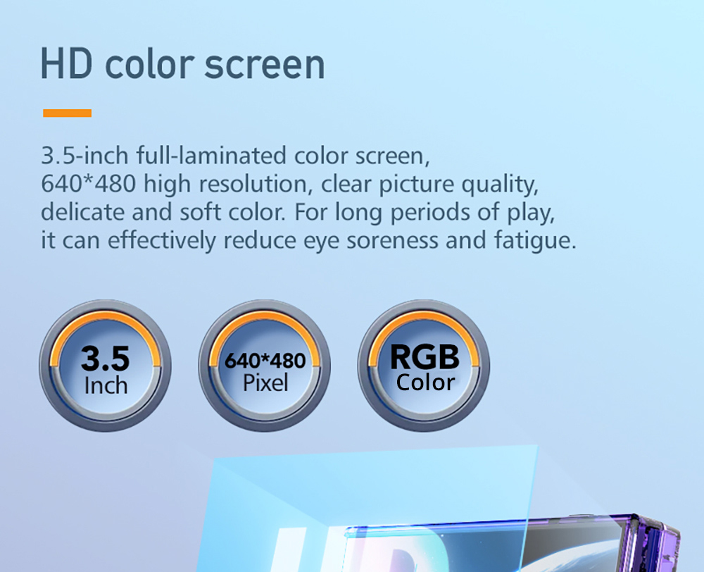 R35 Plus Handheld Game Console, 3.5 Inch 640*480 IPS Screen, Linux System, 128GB TF Card, 3000mAh Battery, 6 Hours of Playtime - White