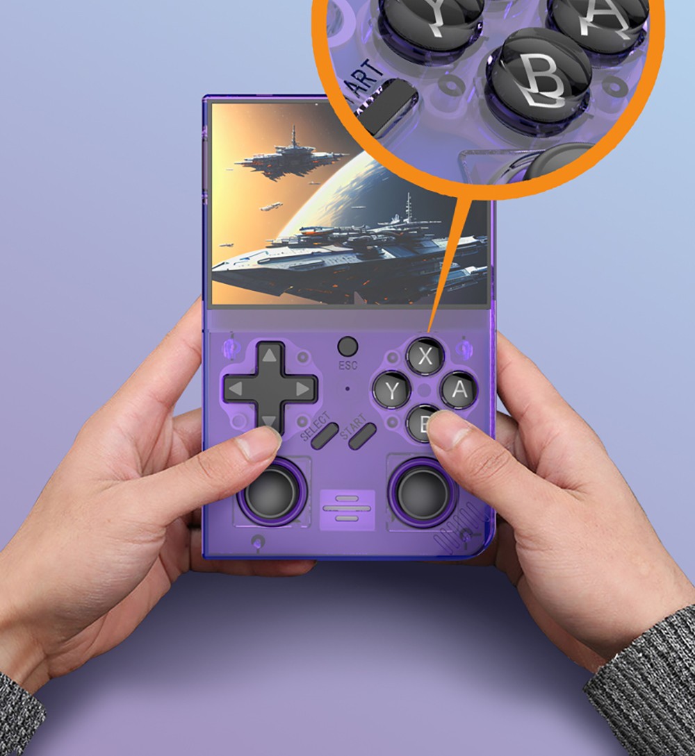 R35 Plus Handheld Game Console, 3.5 Inch 640*480 IPS Screen, Linux System, 64GB TF Card, 3000mAh Battery, 6 Hours of Playtime - Black
