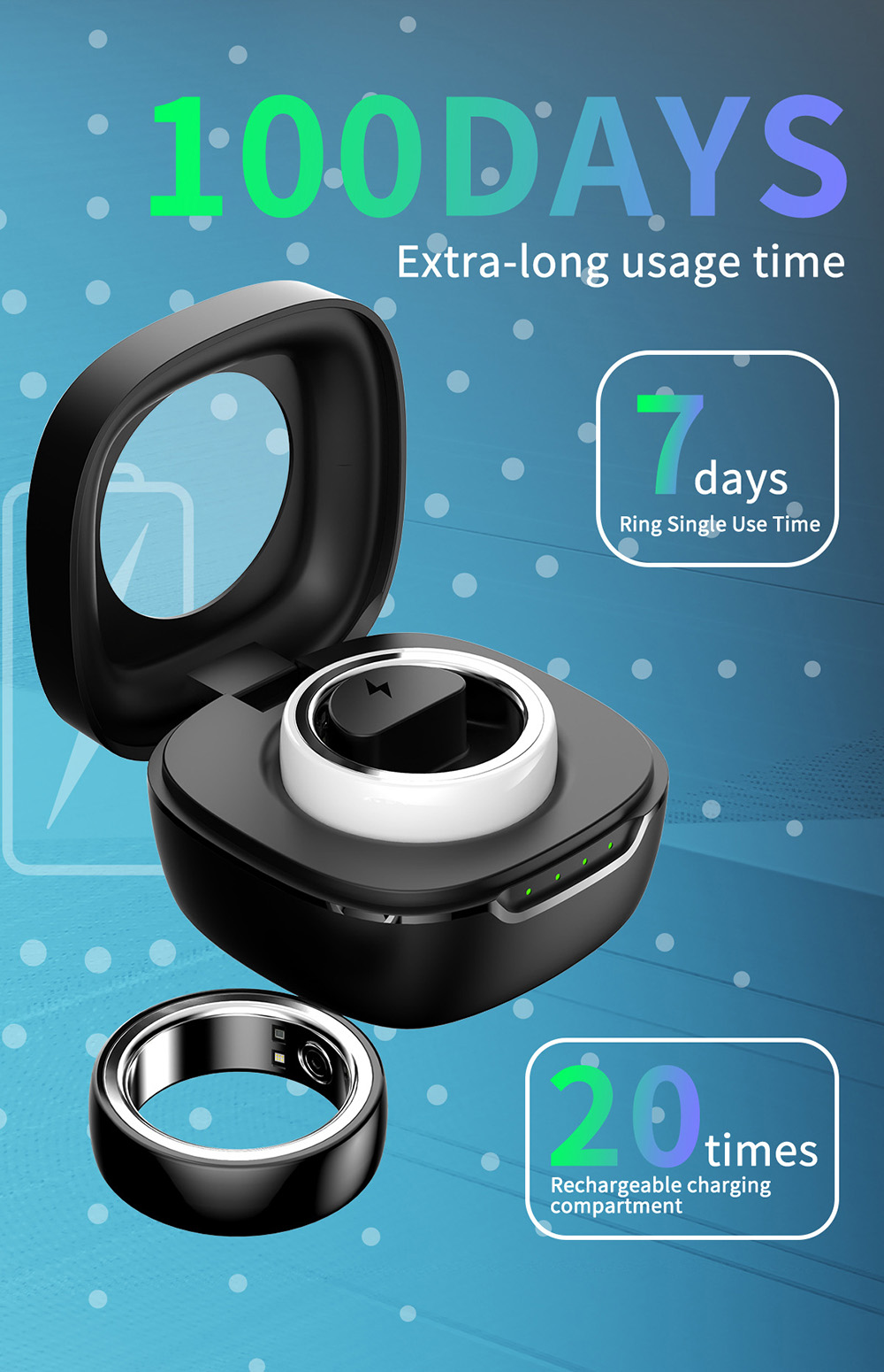 R8 Smart Ring Health Tracker, Heart Rate Body Blood Oxygen Sleep Monitoring, IP68 Waterproof - White, M