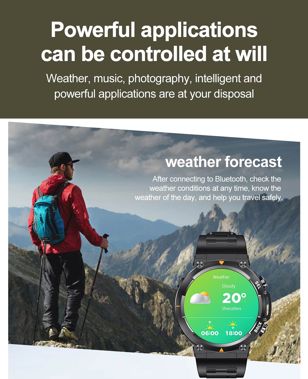 SENBONO MAX18 Smartwatch Health Monitoring Sport Watch, 1.43-inch AMOLED Screen, Al GPT Assistant, Gesture Operation, 3ATM waterproof, 410mAh Battery