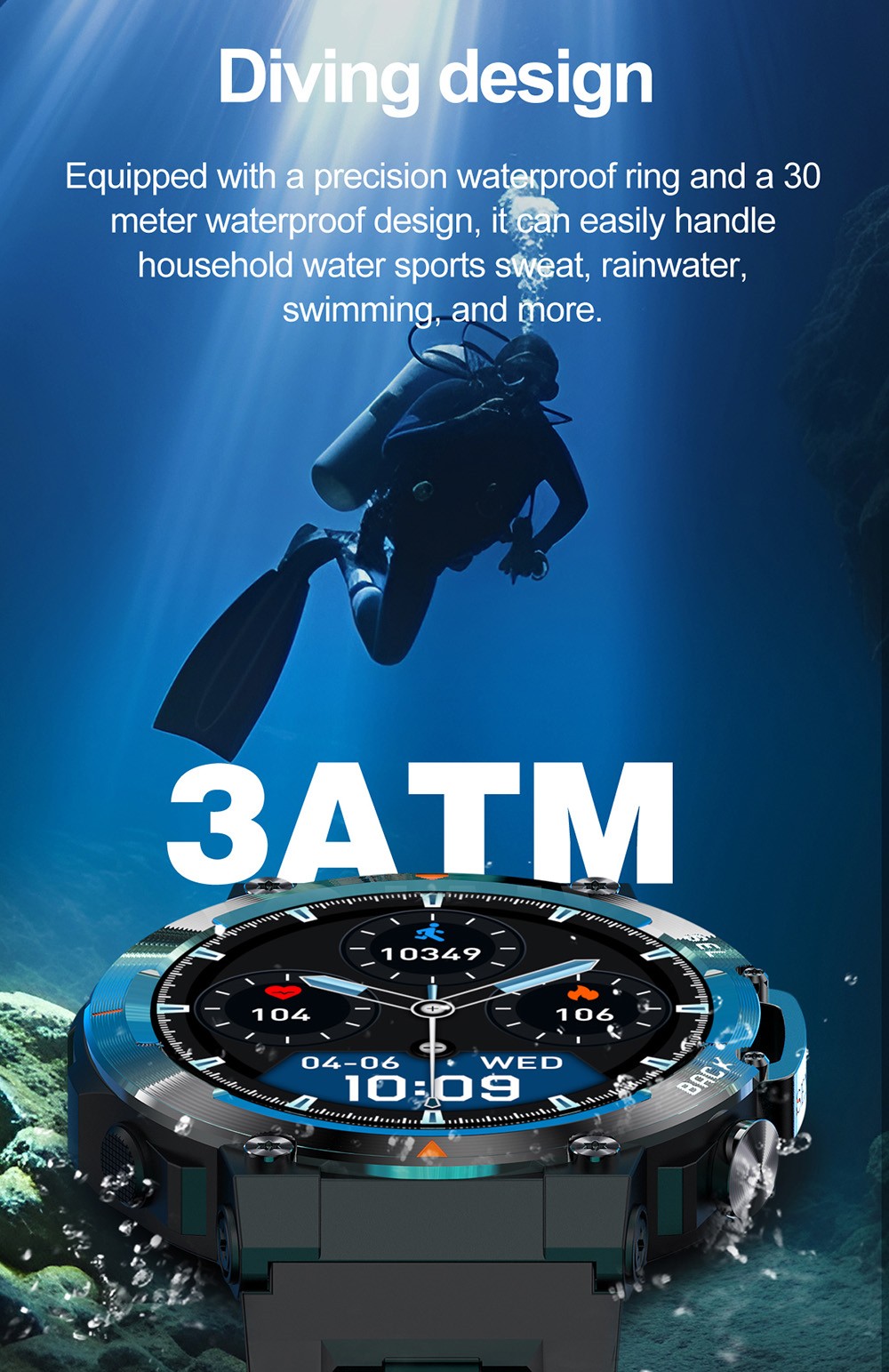 SENBONO MAX18 Smartwatch Health Monitoring Sport Watch, 1.43-inch AMOLED Screen, Al GPT Assistant, Gesture Operation, 3ATM waterproof, 410mAh Battery