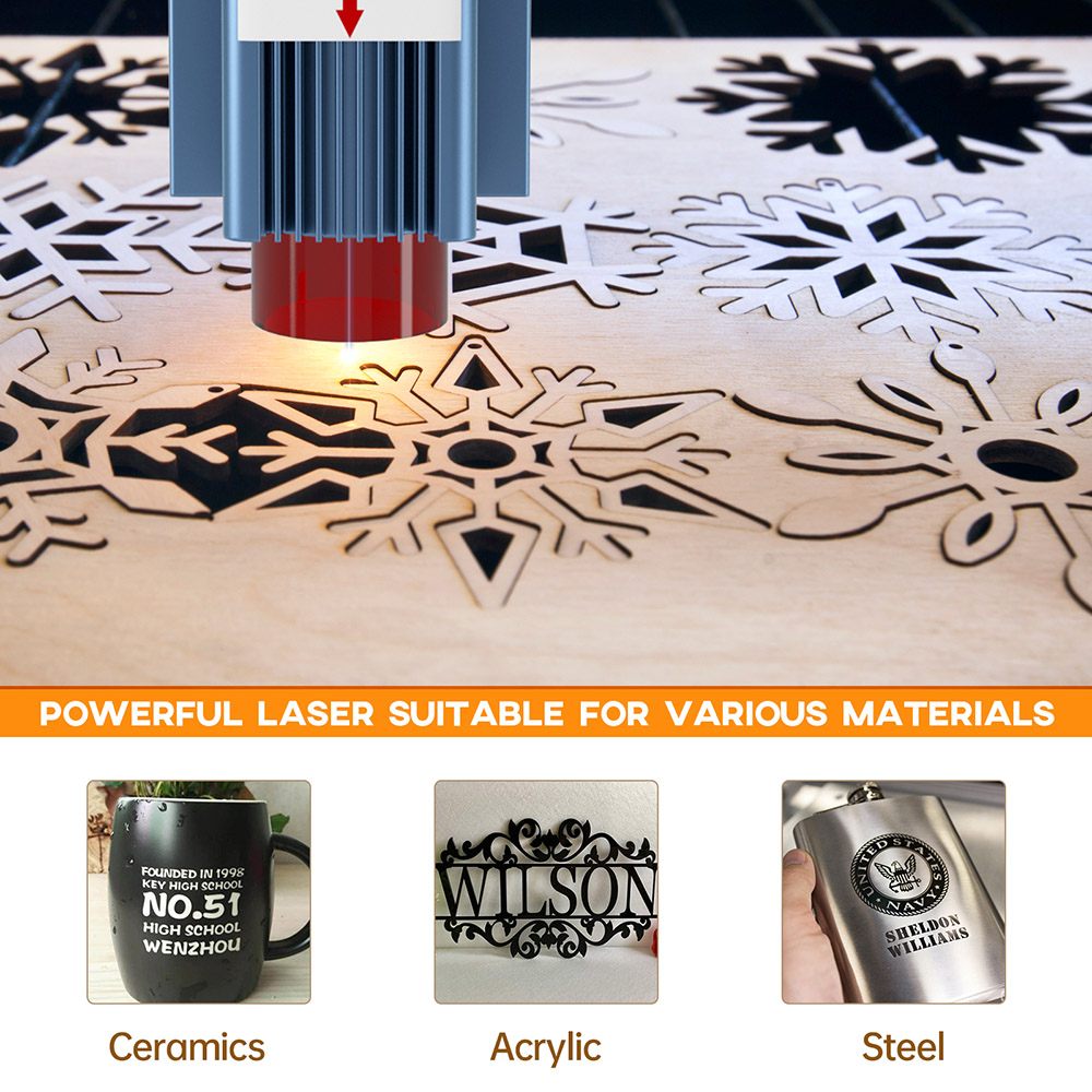 SCULPFUN S9 5.5W Laser Engraver, 0.06mm Focus Spot, Full-metal Structure, Engraving Area 410x420mm, Eye Protection