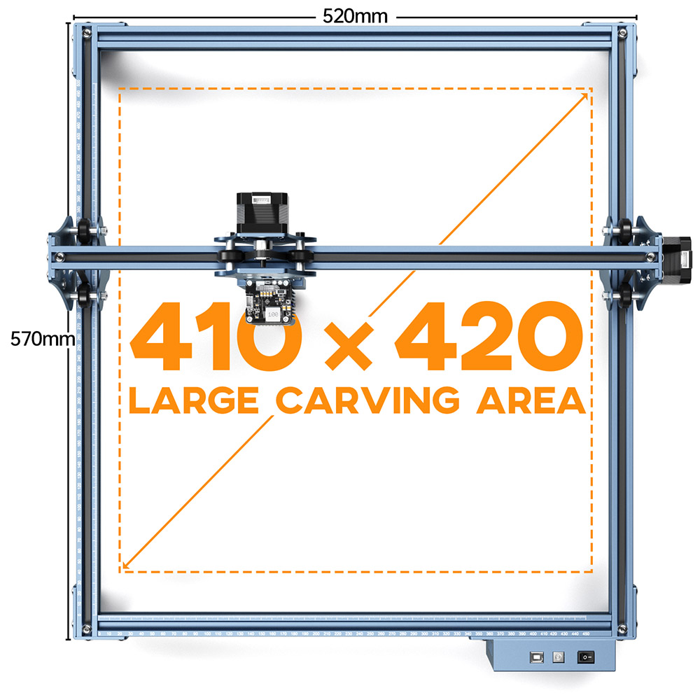 SCULPFUN S9 5.5W Laser Engraver, 0.06mm Focus Spot, Full-metal Structure, Engraving Area 410x420mm, Eye Protection