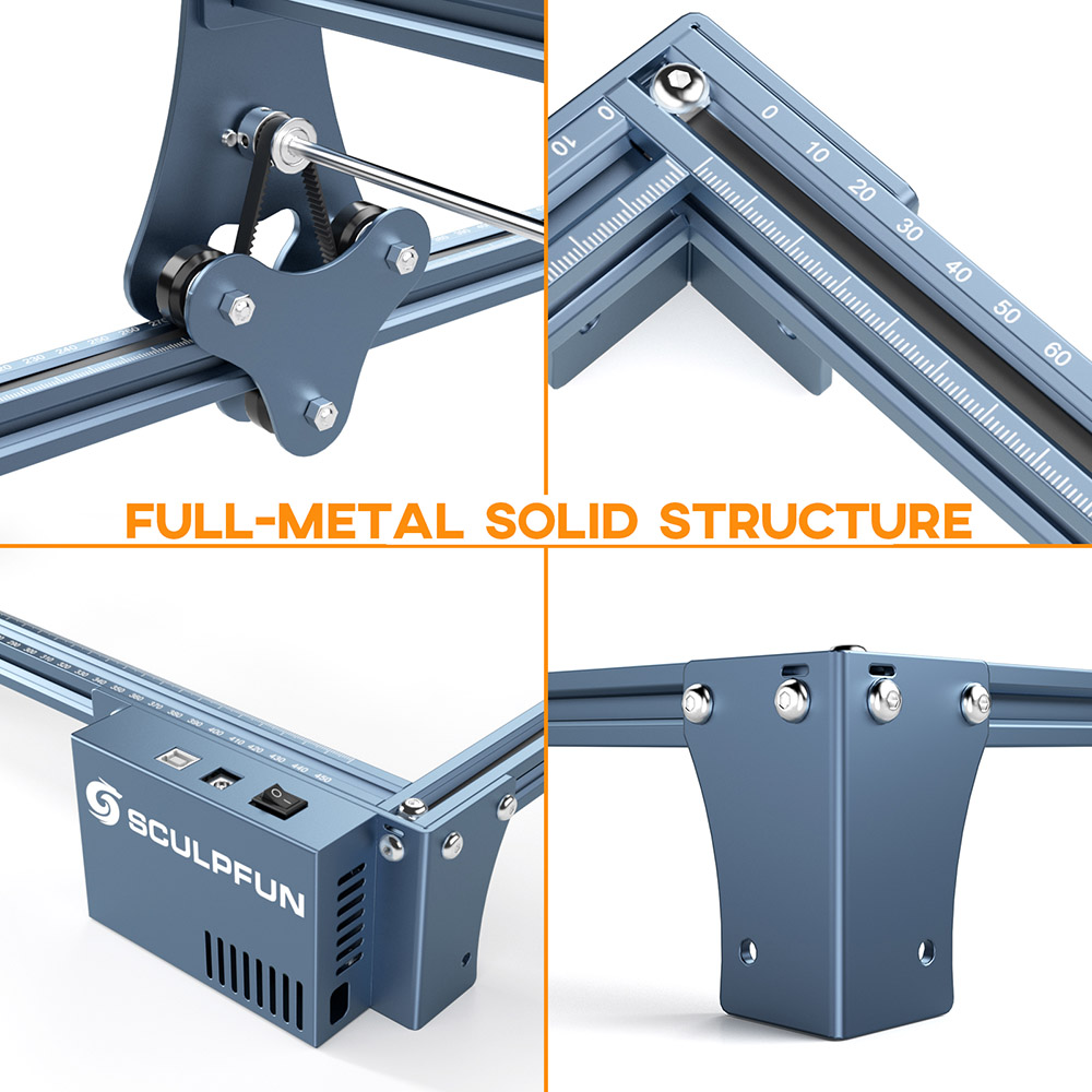 SCULPFUN S9 5.5W Laser Engraver, 0.06mm Focus Spot, Full-metal Structure, Engraving Area 410x420mm, Eye Protection