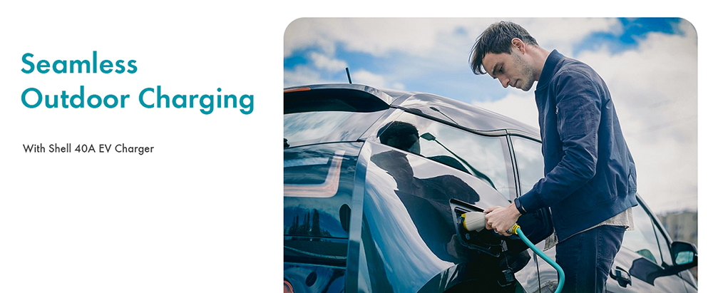 Shell 40A Level 2 EV Charger, ETL Certified, Adjustable Current, 9.6kW Power, IP66 Waterproof, with 25ft Cable, for J1772 Electric Cars