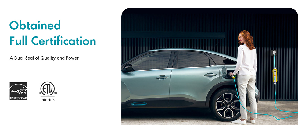 Shell 40A Level 2 EV Charger, ETL Certified, Adjustable Current, 9.6kW Power, IP66 Waterproof, with 25ft Cable, for J1772 Electric Cars