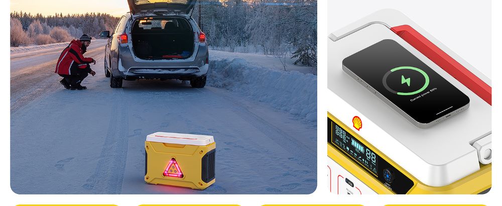 Shell 500W 583Wh Portable Power Station, with 10-Port, LED Light, Emergency Triangle, LCD Display