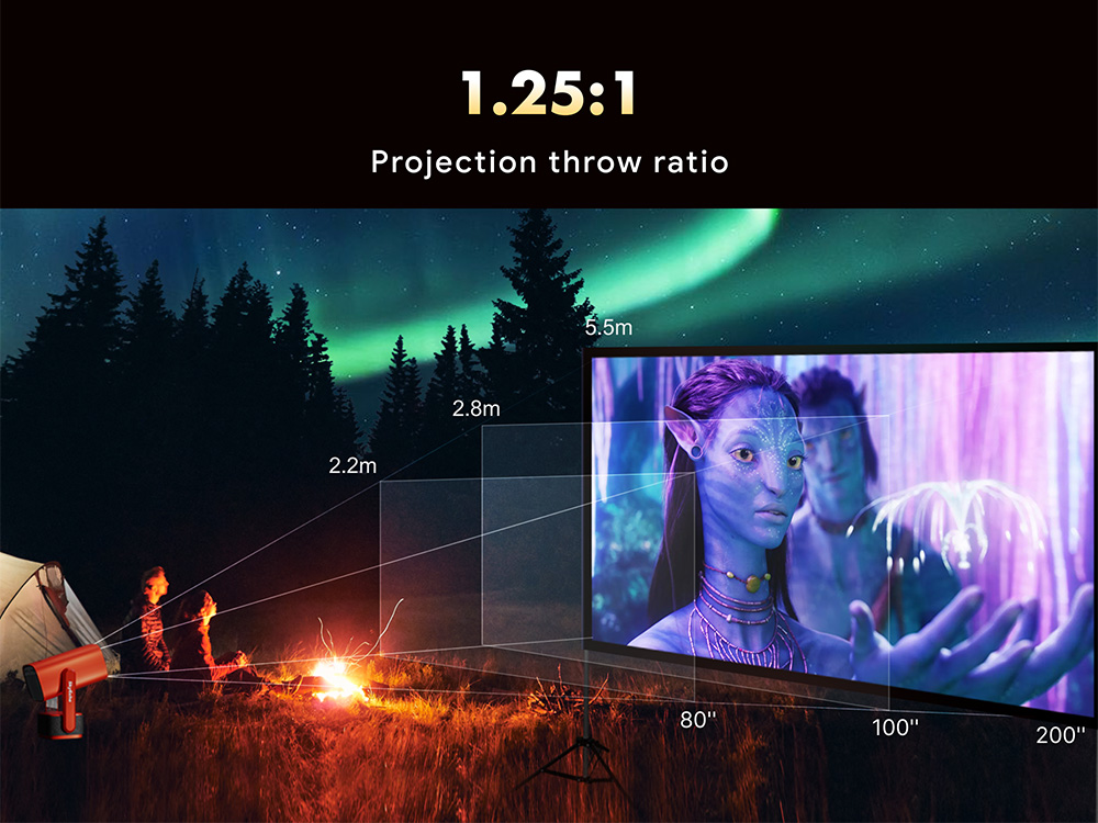 SkyEcho FreeONE Portable Projector, 350 ASNI Lumens, Native 720P, 2*5W Speakers, Auto-Focus, Auto Keystone, 270° Rotation Stand, Android OS - Red, US Plug