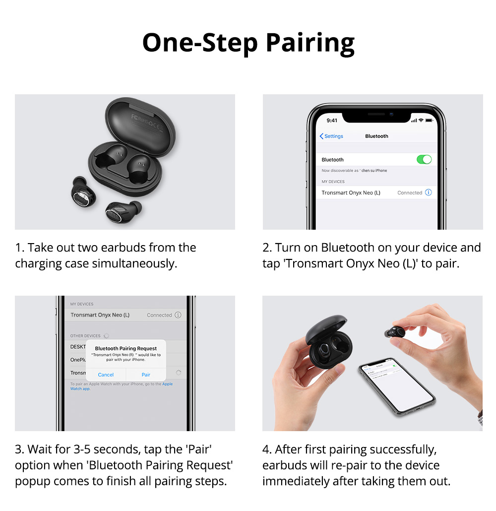 Refurbished Tronsmart Onyx Neo True Wireless Earbuds TWS Bluetooth 5.0 with Qualcomm aptX, HiFi, Noise Cancelling, 24H Playtime, Mic