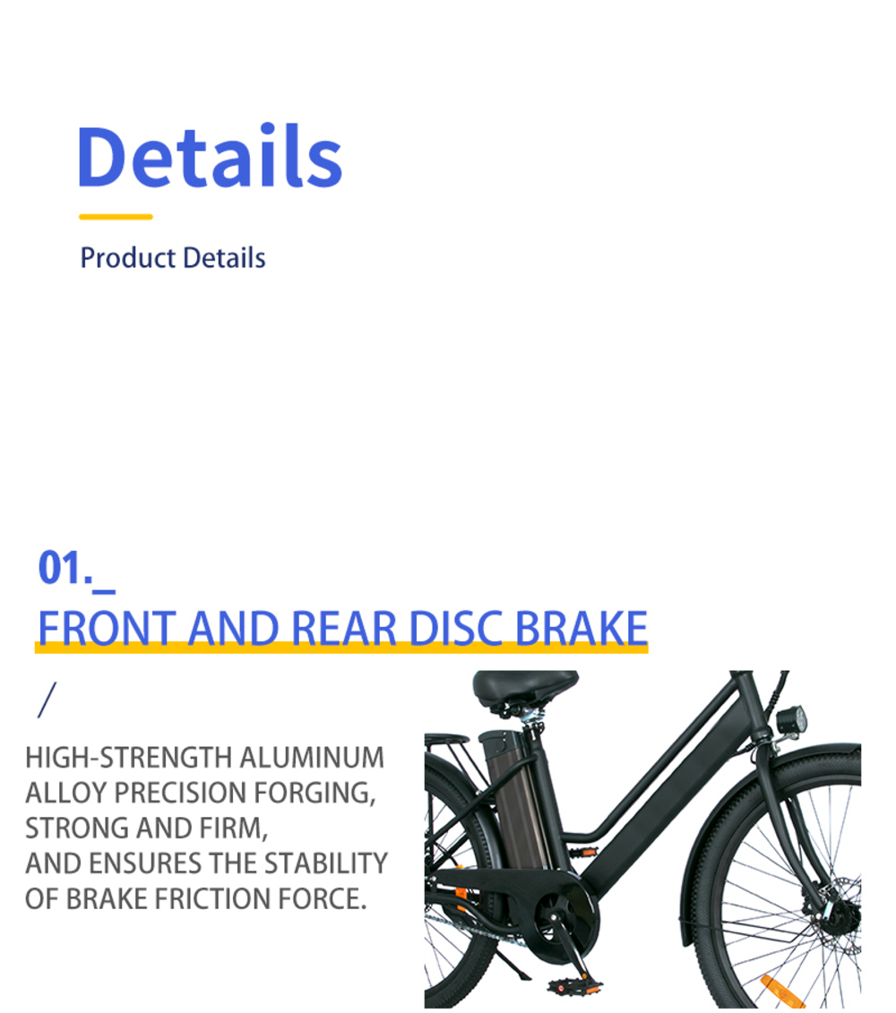 ONESPORT BK8 26 inch Electric Bike 36V 10.4Ah Battery 350W Motor 25km/h 50KM Max Mileage 120KG Max Load Disc Brake - Black
