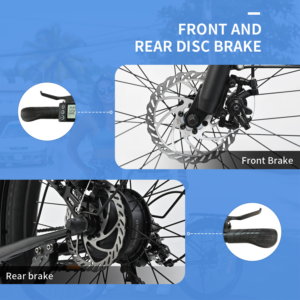 OT13 Electric Bike, 26*3 inch Fat Tires 350W Motor 48V15Ah Battery 25km/h Max Speed 100km Max Range