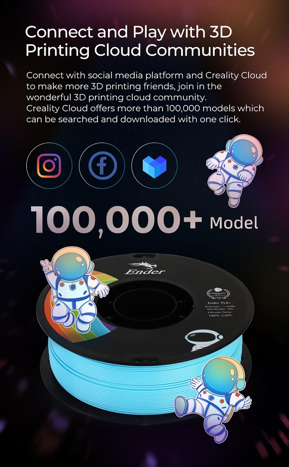 3kg Creality Ender-PLA Pro (PLA+) Filament - (1kg Green + 1kg Beige + 1kg Black)