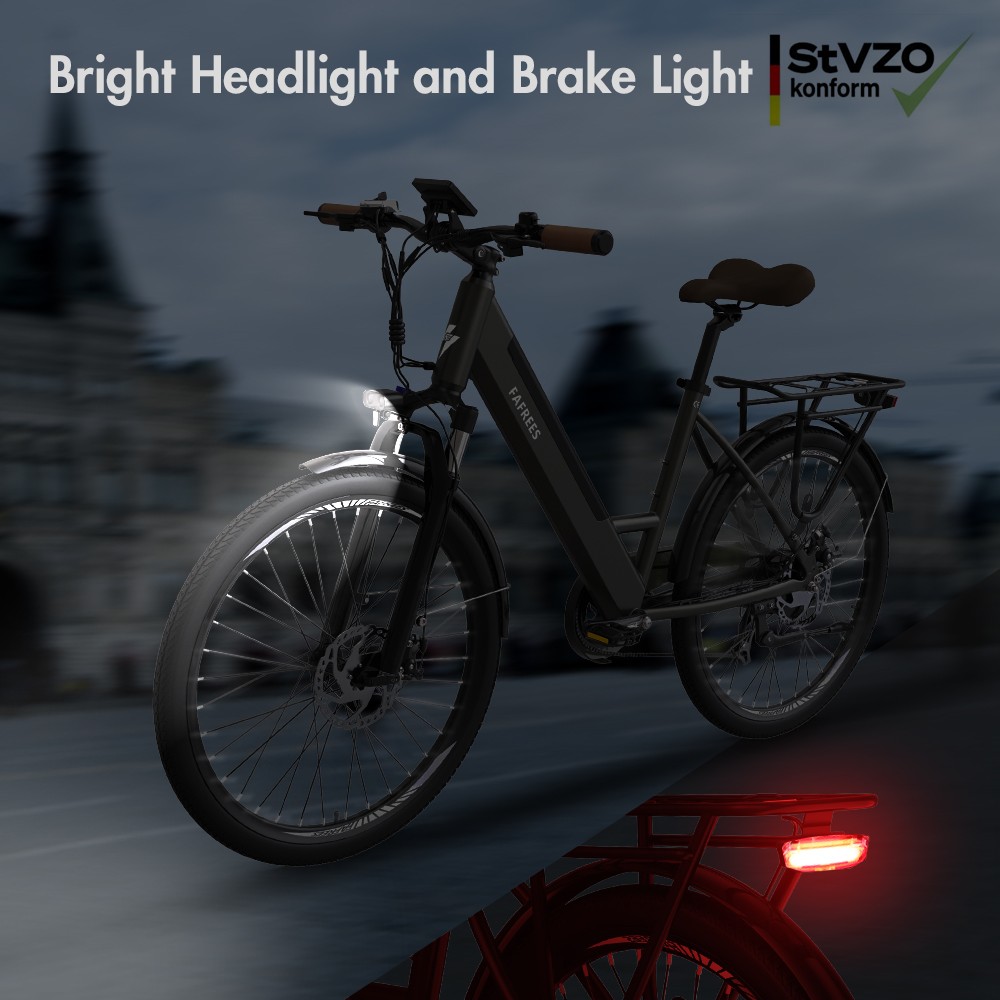 Fafrees F26 Pro City E-Bike 26 Inch Step-through Electric Bicycle 25Km/h 250W Motor 36V 14.5Ah Embedded Removable Battery Shimano 7 Speed Dual Disc Brakes APP Connect - Golden