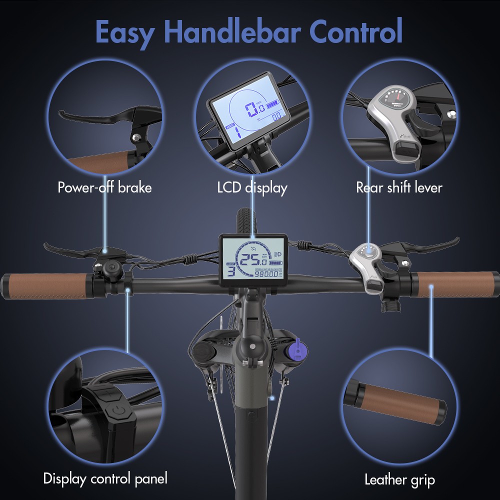 Fafrees F26 Pro City E-Bike 26 Inch Step-through Electric Bicycle 25Km/h 250W Motor 36V 14.5Ah Embedded Removable Battery Shimano 7 Speed Dual Disc Brakes APP Connect - Golden