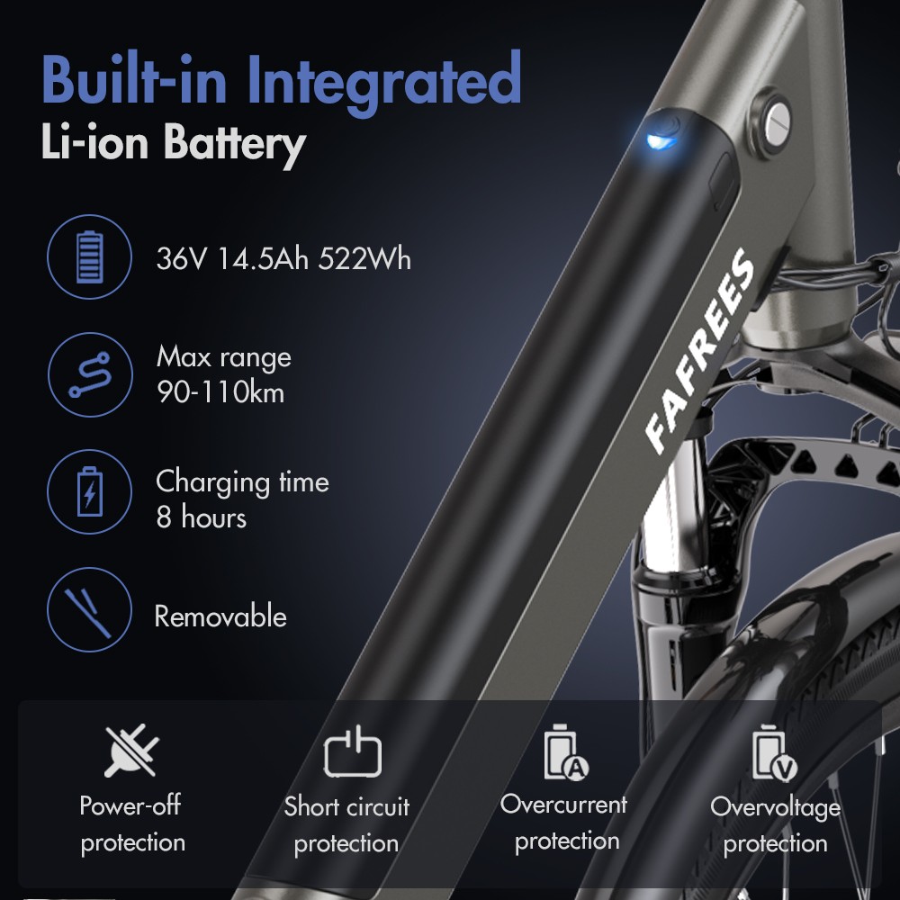 Fafrees F26 Pro City E-Bike 26 Inch Step-through Electric Bicycle 25Km/h 250W Motor 36V 14.5Ah Embedded Removable Battery Shimano 7 Speed Dual Disc Brakes APP Connect - Golden