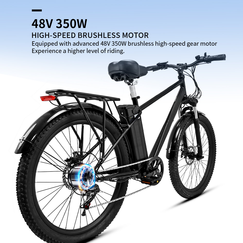 OT13 Electric Bike, 26*3 inch Fat Tires 350W Motor 48V15Ah Battery 25km/h Max Speed 100km Max Range