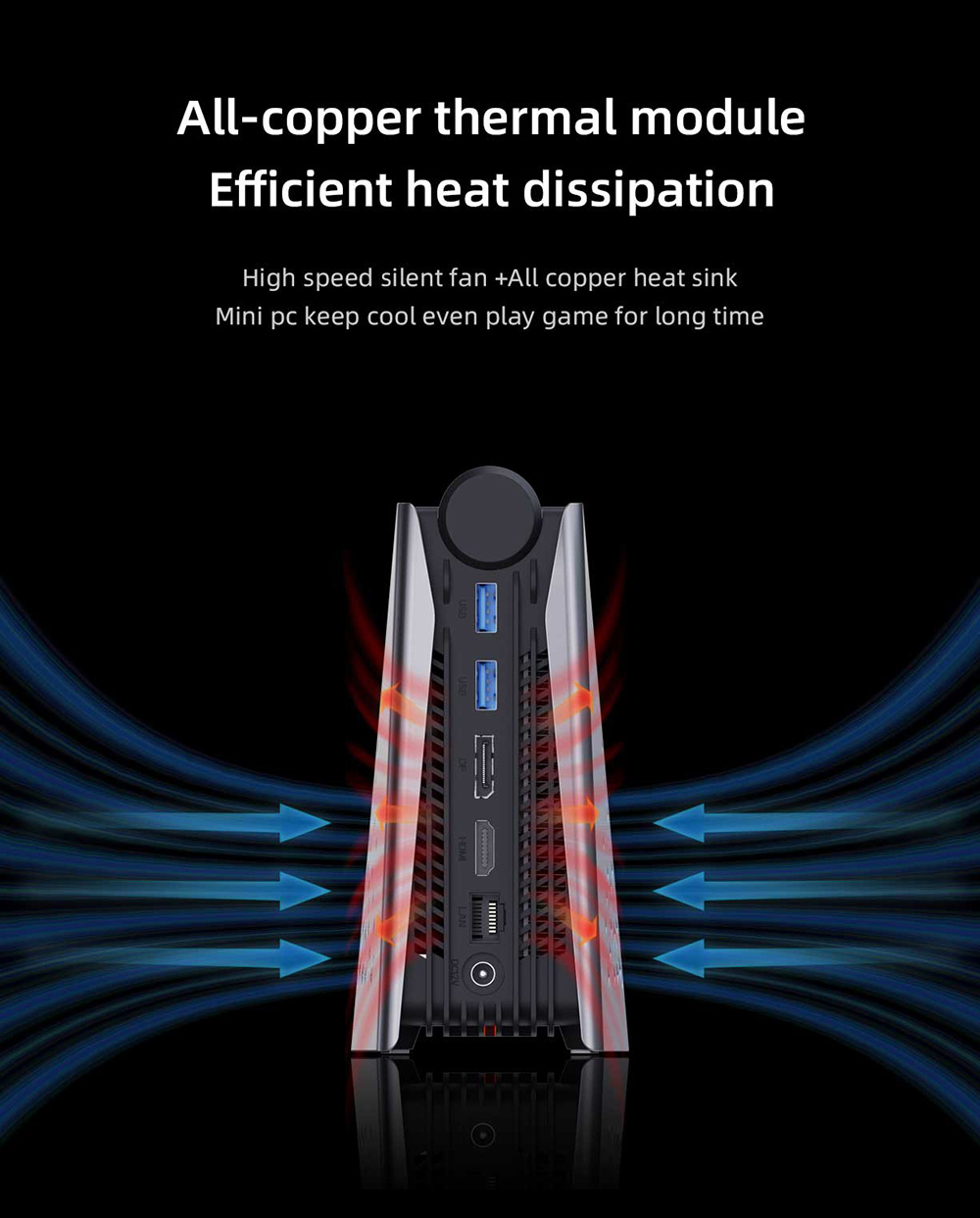 OUVIS AMR5 Mini-PC, AMD Ryzen 7 5800U 8 Kerne bis zu 4,4 GHz, 16 GB RAM 512 GB SSD, HDMI+DP+Type-C Dreifach-Display, WiFi 5 Bluetooth 5.0, 4*USB 3.0, 1*LAN, 1*Audio, Silent/Balance/Performance-Modi – EU-Stecker