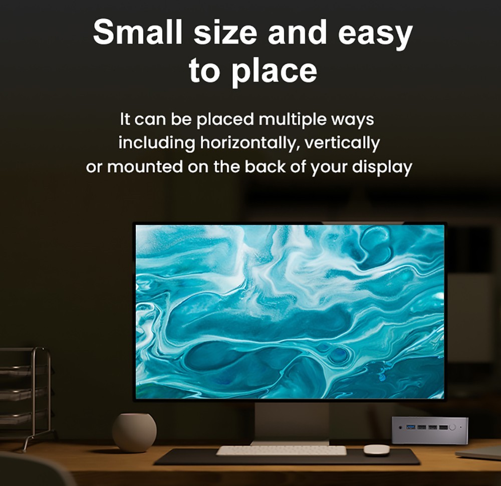 N100 Mini PC, Intel Alder Lake N100 4 Cores Up to 3.40GHz, 1*HDMI+1*DP 4K Dual Display, 16GB RAM 512GB SSD, WiFi 5 Bluetooth 4.2, 1*USB 3.0 3*USB 2.0 2*RJ45 - EU