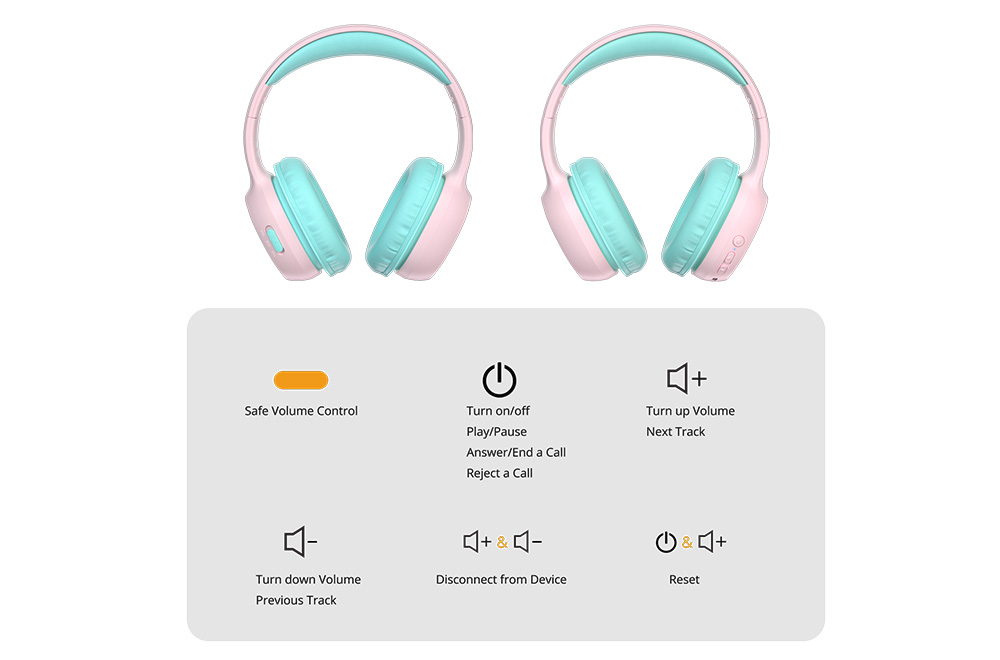 Tronsmart KH02 Wireless Kids Headphones - Pink