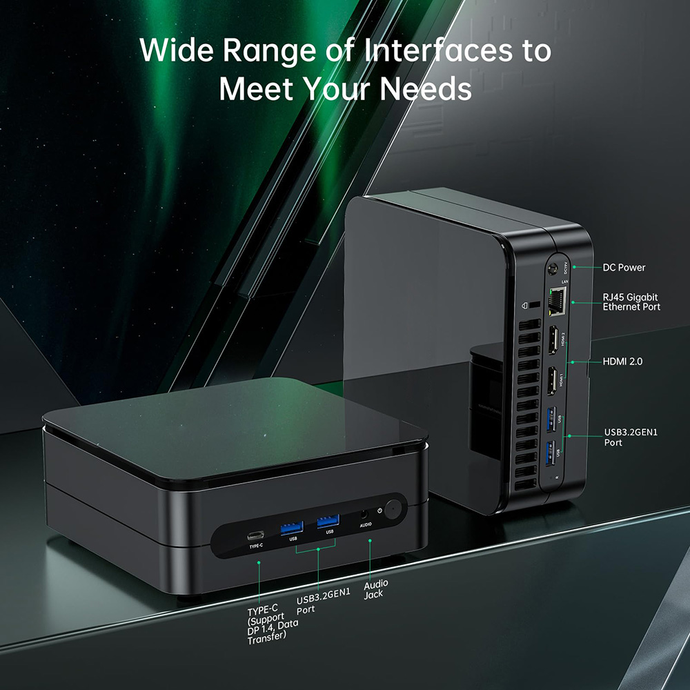 OUVIS F1K Mini PC, AMD Ryzen 7 8845HS 8 Cores Up to 5.1GHz, 16GB RAM 1TB SSD, 2*HDMI+1*Type-C 4K 60Hz Triple Display, WiFi 6 Bluetooth 5.2, 4*USB 3.2 1*RJ45 1*Audio - EU Plug